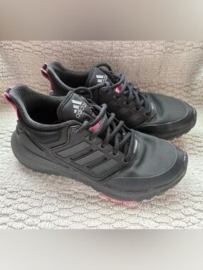 adidas Black Athletic Sneakers with Pink Accents